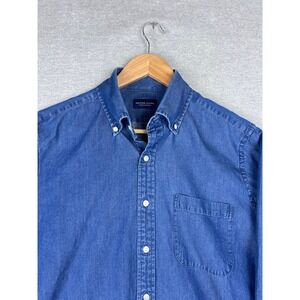 Proper Cloth Washed Italian Denim Shirt Mens Blue Button Down Long Sleeve